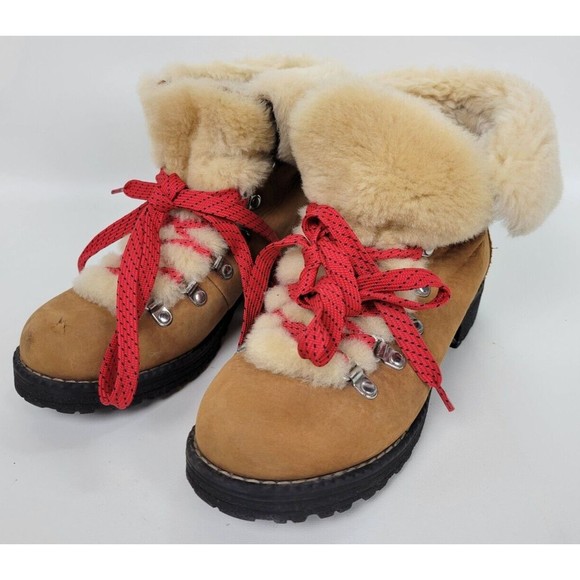 J.CREW Shoes - J‎ Crew Womens Nordic Nubuck Leather Boots w. Shearling Trim Pecan F8444 Sz 7